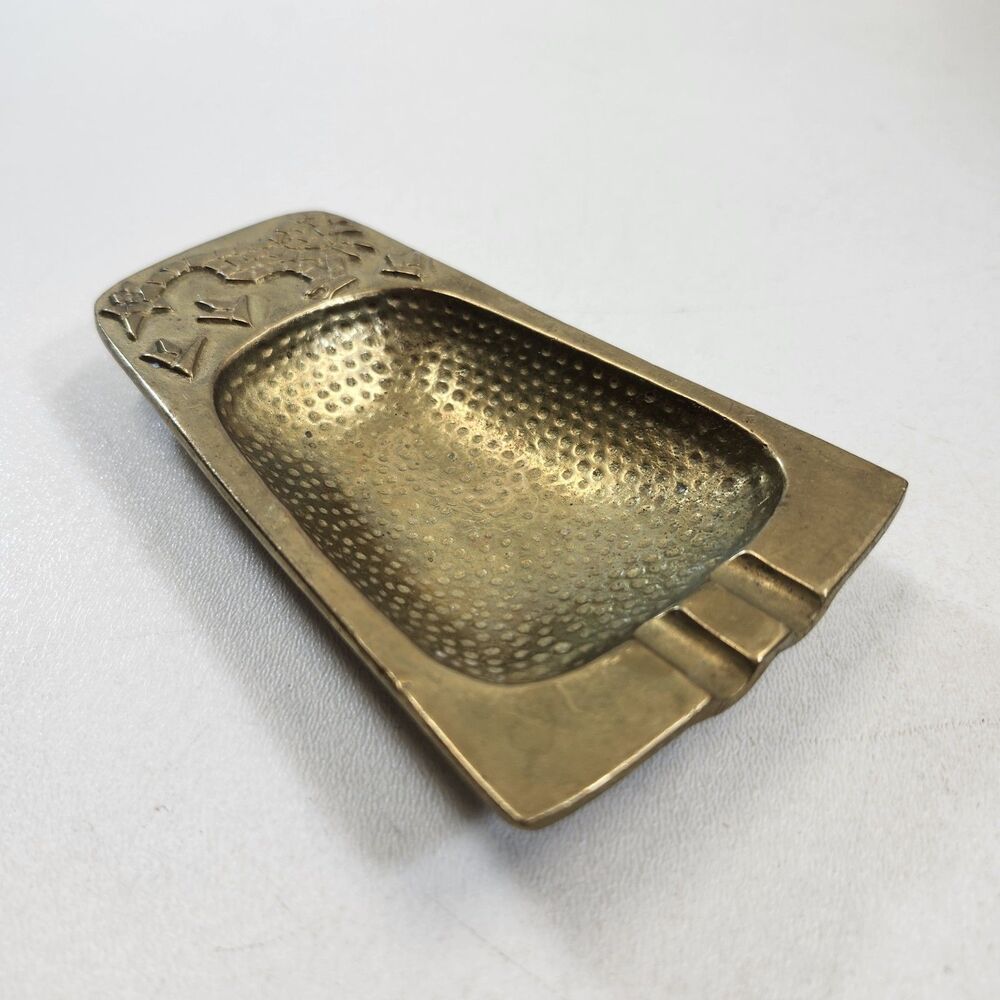 Dayagi Israel Brass Ashtray Mosaic Chicken Design Mid Century Modern Vintage